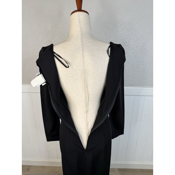 Vtg Tadashi Shoji Dress Womens Fits Sz S Black 90's Gothic Glam Square Neck Mesh - Picture 10 of 16